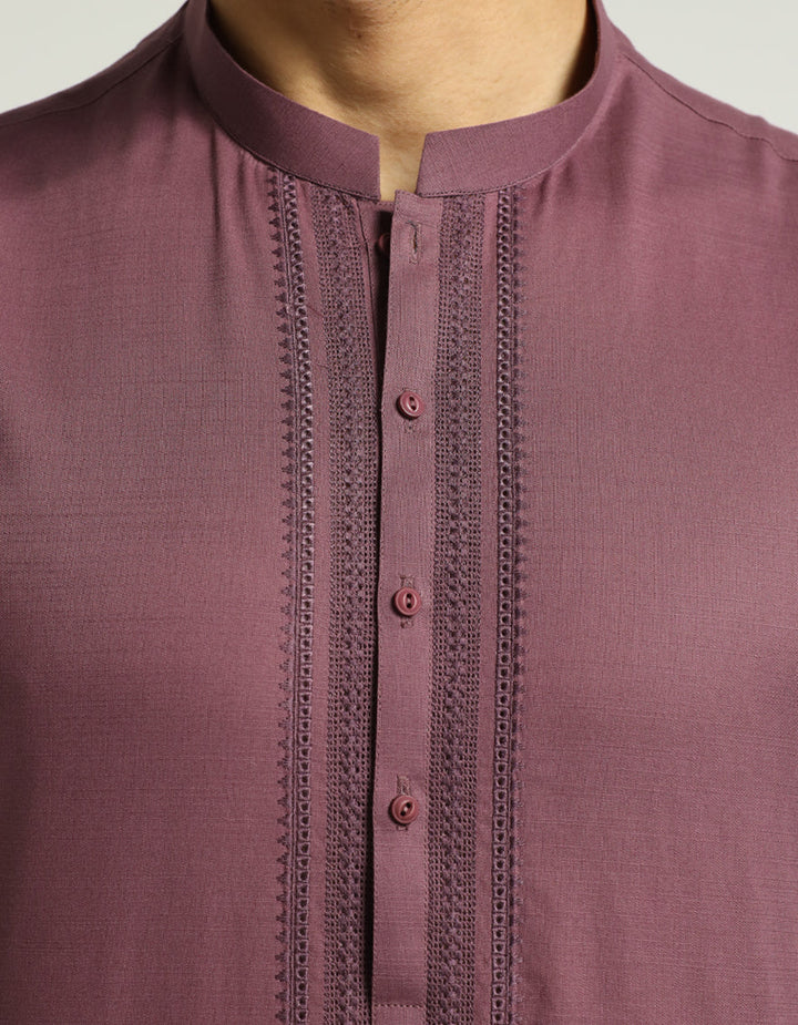 Cotton Plum Kurta Trouser - J. Junaid Jamshed
