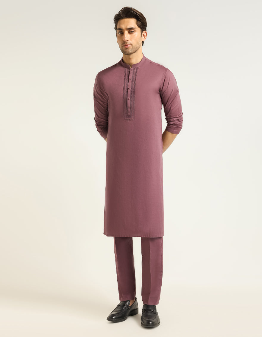 Cotton Plum Kurta Trouser - J. Junaid Jamshed
