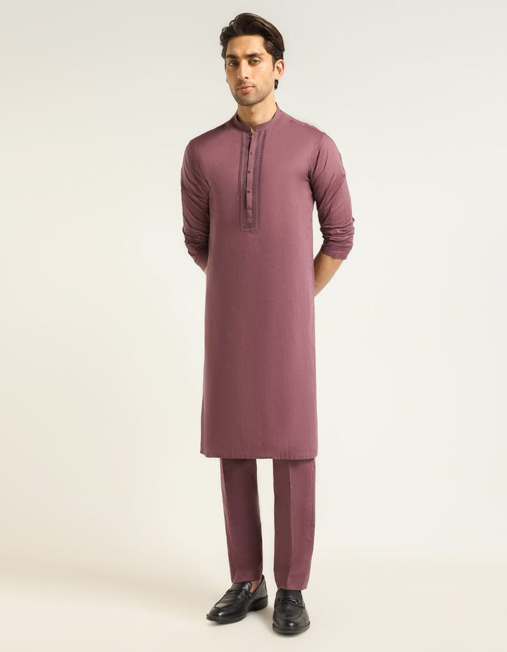 Cotton Plum Kurta Trouser - J. Junaid Jamshed