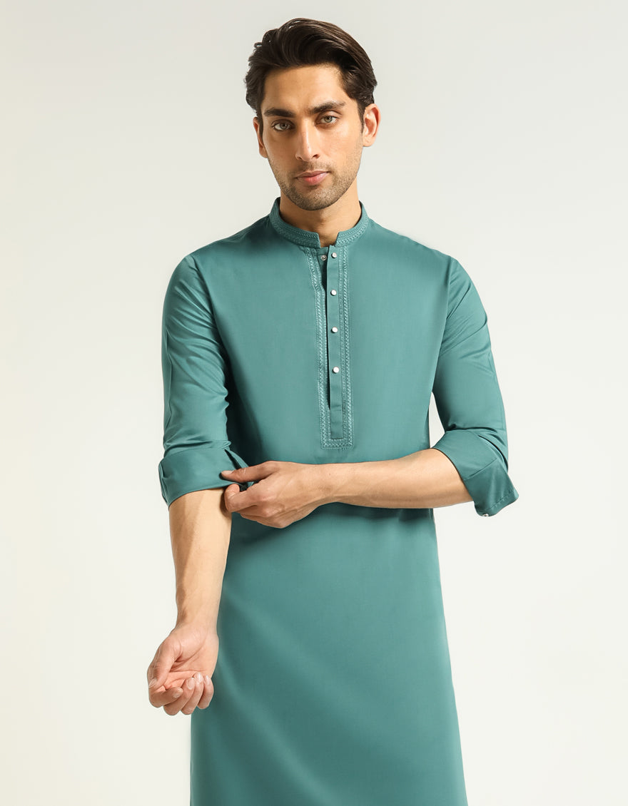 Blended Green Shalwar Kameez - J. Junaid Jamshed