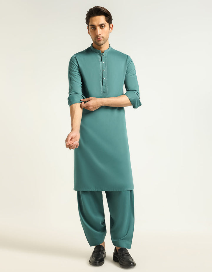 Blended Green Shalwar Kameez - J. Junaid Jamshed