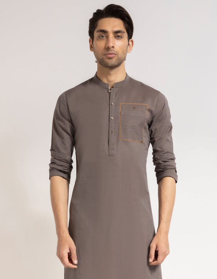 Cotton Brown Kurta - J. Junaid Jamshed