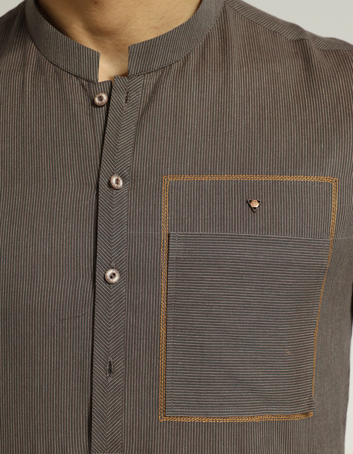 Cotton Brown Kurta - J. Junaid Jamshed