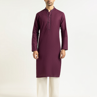 Cotton Maroon Kurta - J. Junaid Jamshed