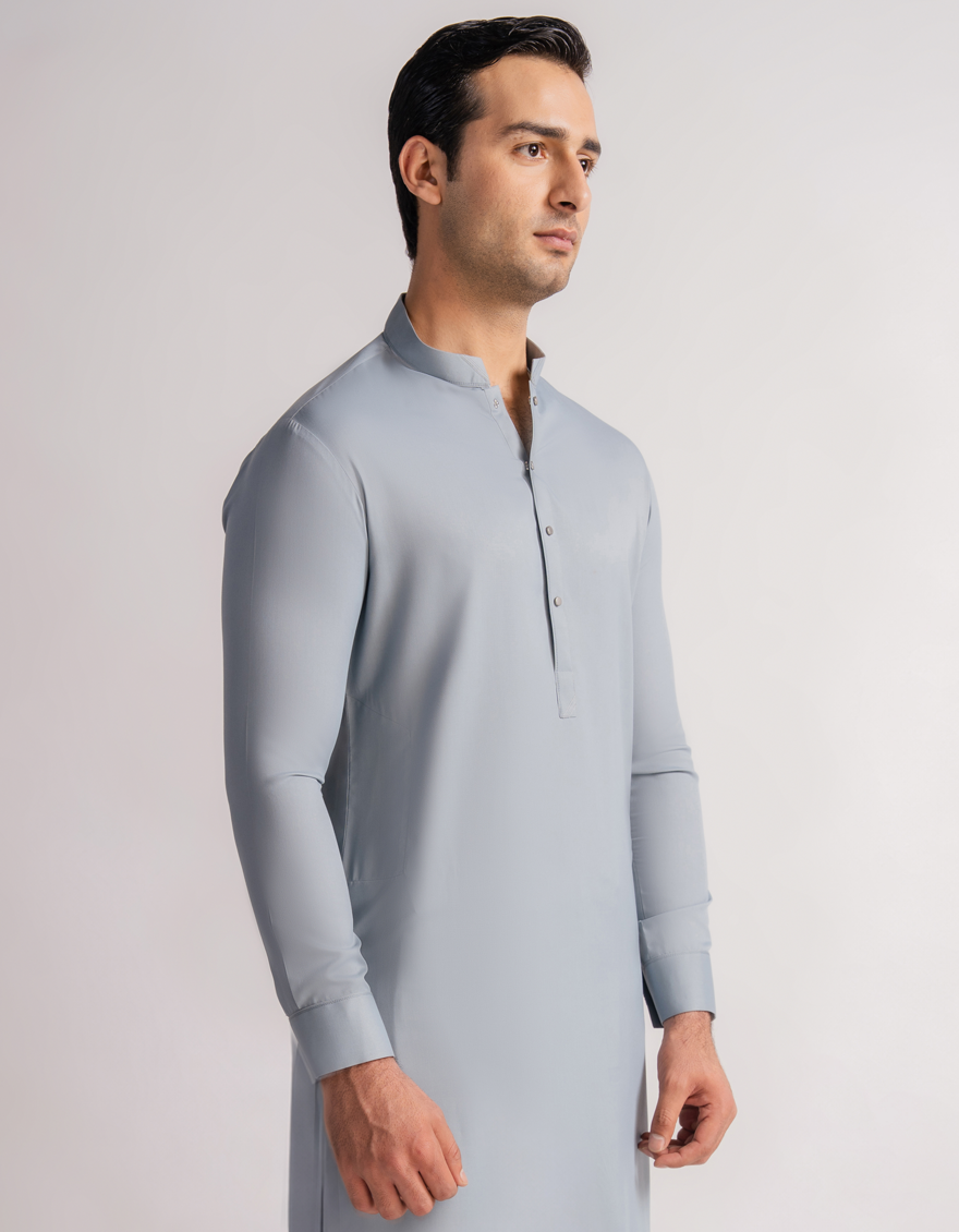 Blended Sky Blue Kurta Trouser - J. Junaid Jamshed