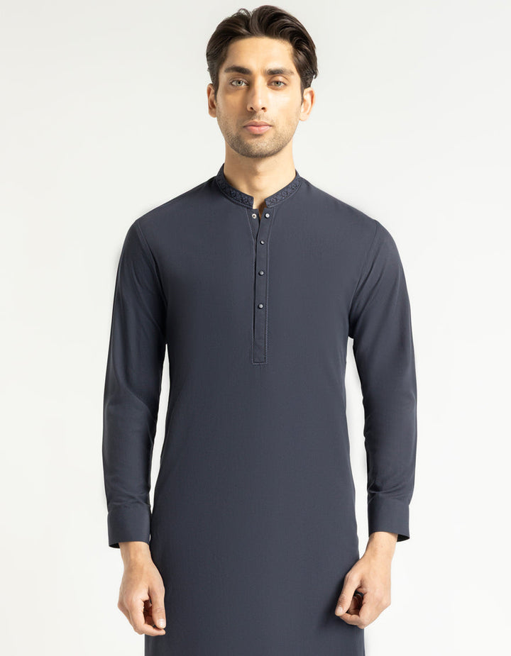 Polyester Midnight Blue Kurta Trouser - J. Junaid Jamshed