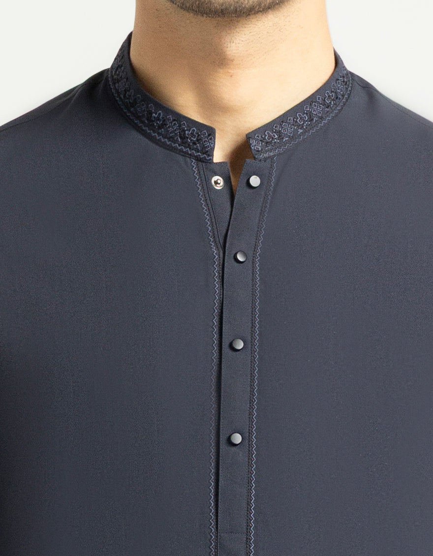 Polyester Midnight Blue Kurta Trouser - J. Junaid Jamshed
