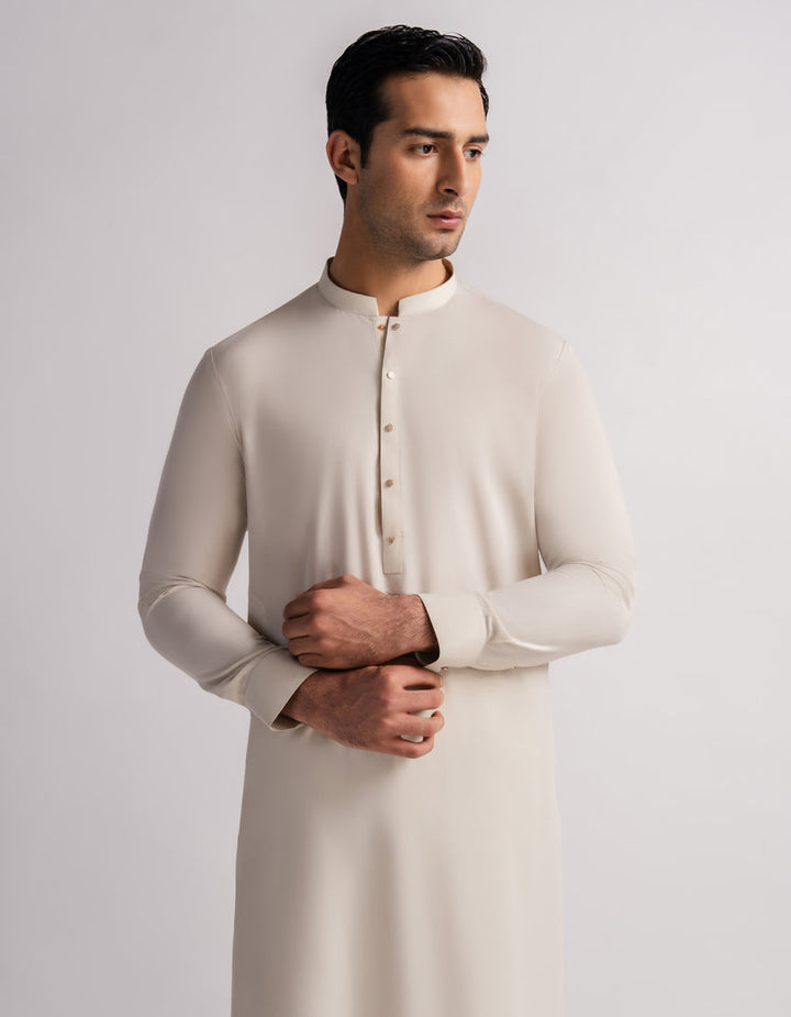 Polyester Cream Kurta Trouser - J. Junaid Jamshed