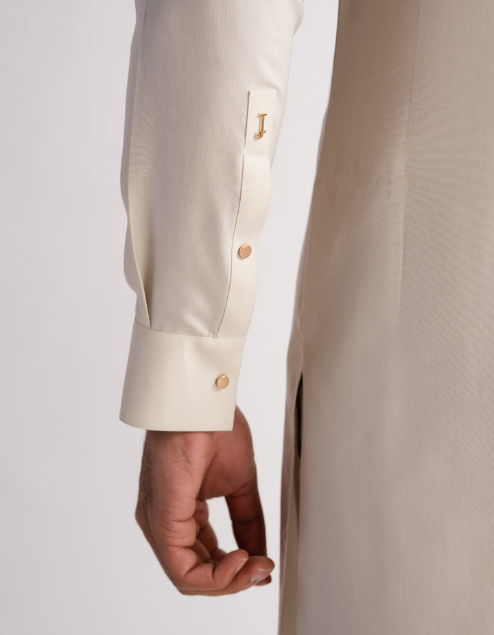 Polyester Cream Kurta Trouser - J. Junaid Jamshed