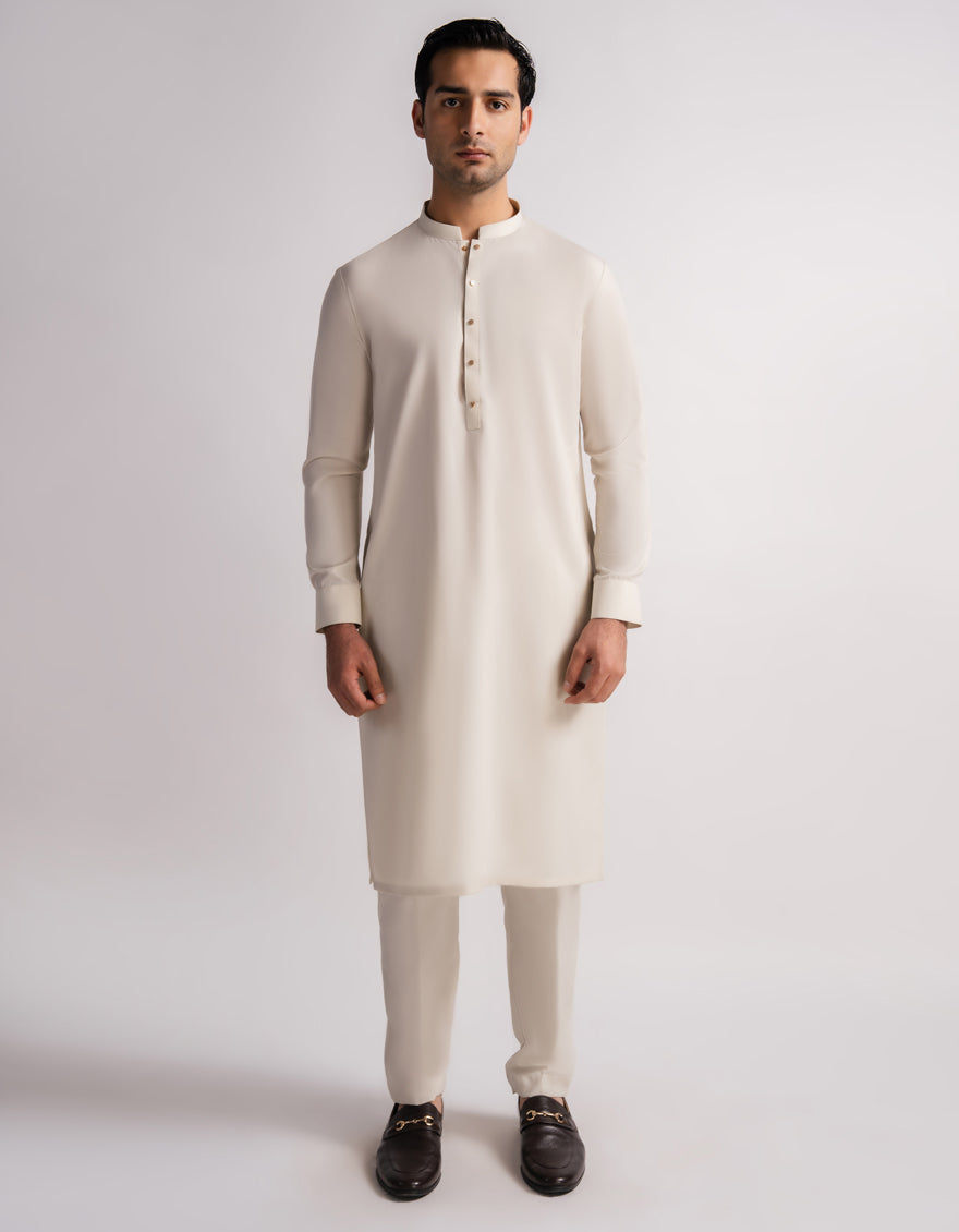 Polyester Cream Kurta Trouser - J. Junaid Jamshed