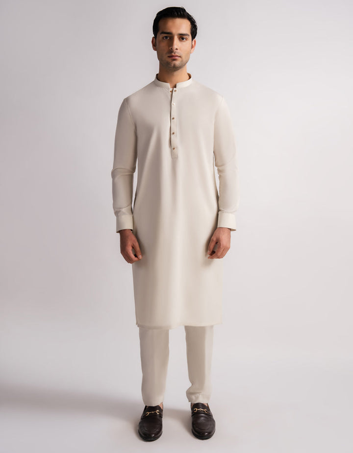 Polyester Cream Kurta Trouser - J. Junaid Jamshed