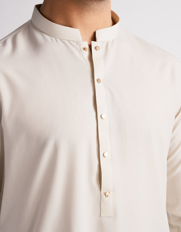 Polyester Cream Kurta Trouser - J. Junaid Jamshed