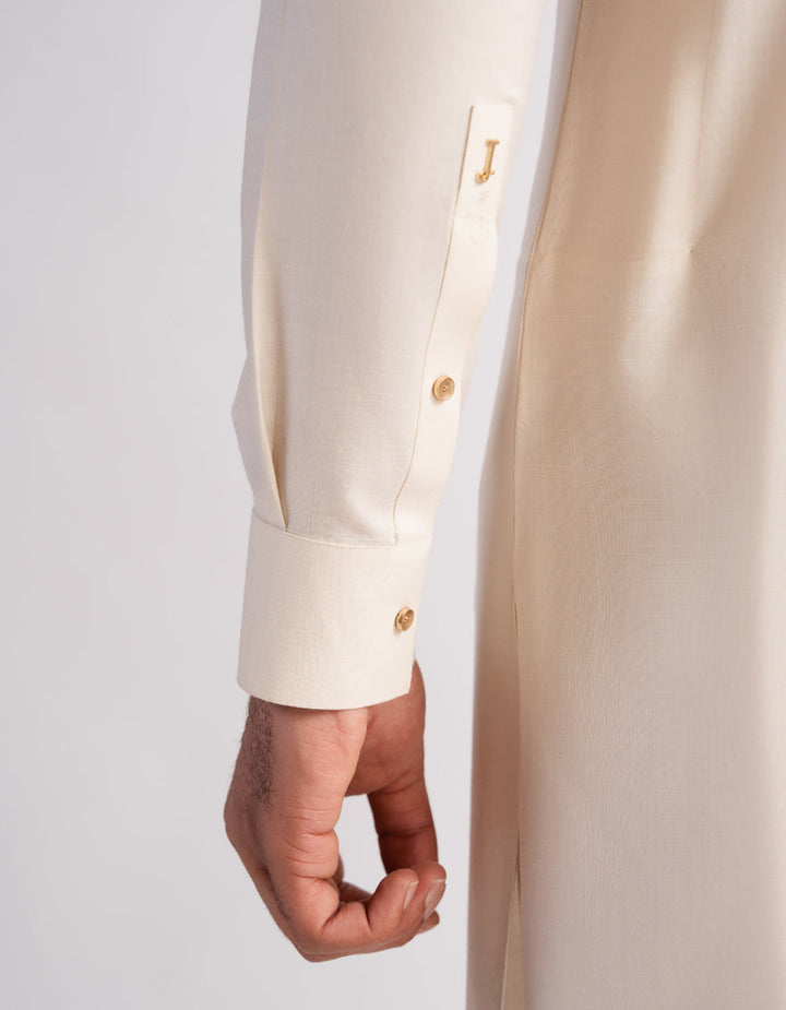 Polyester Cream Kurta Trouser - J. Junaid Jamshed