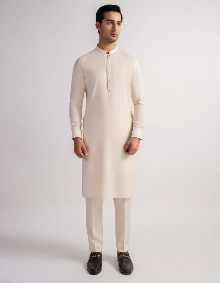 Polyester Cream Kurta Trouser - J. Junaid Jamshed