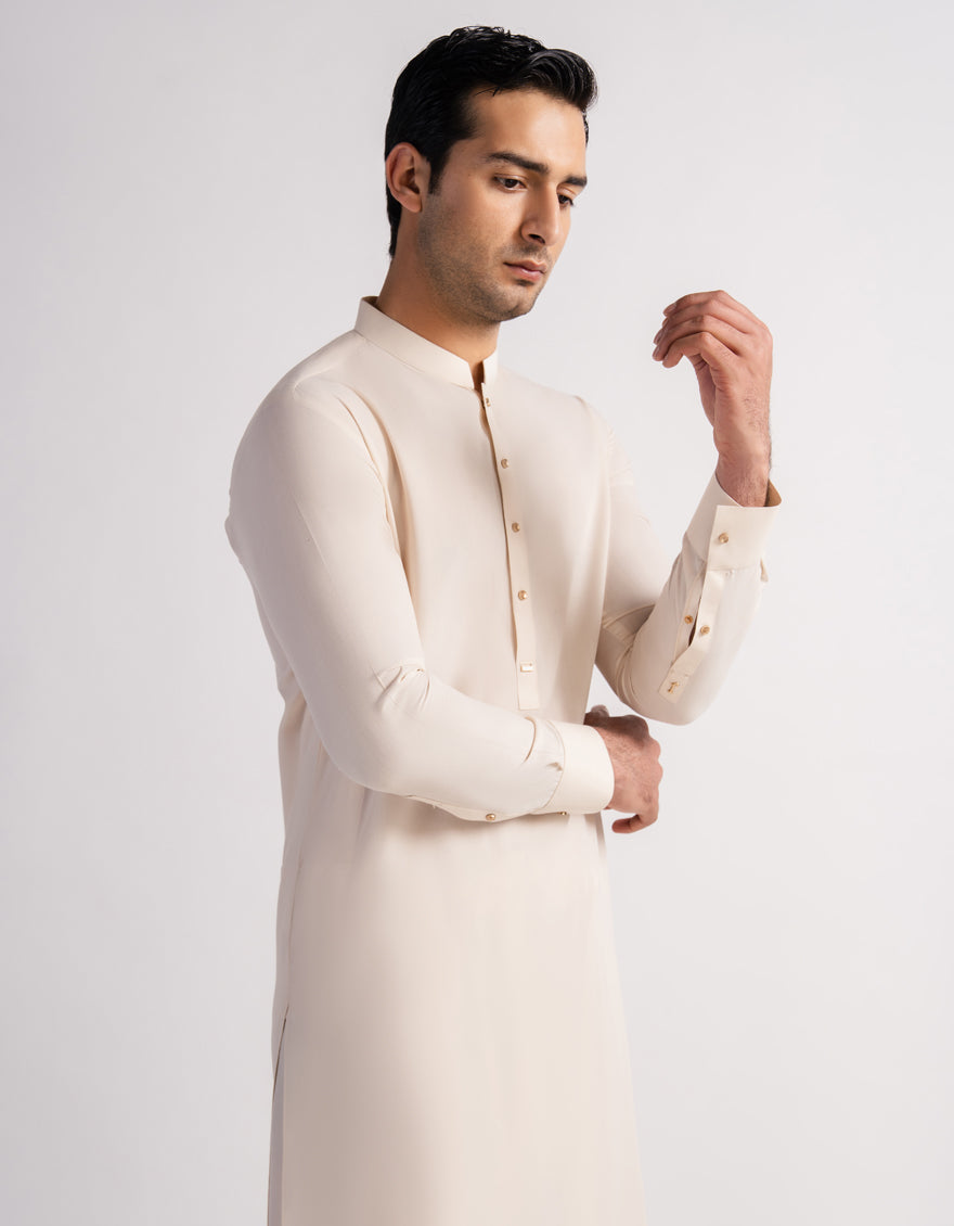 Blended Cream Kurta Trouser - J. Junaid Jamshed