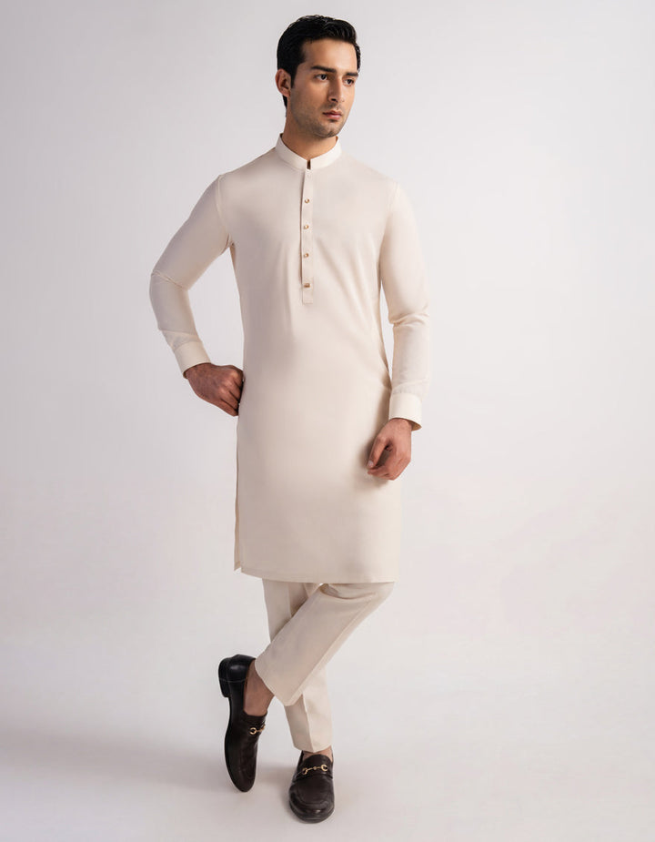 Blended Cream Kurta Trouser - J. Junaid Jamshed