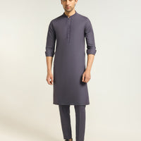 Blended Dark Grey Kurta Trouser - J. Junaid Jamshed