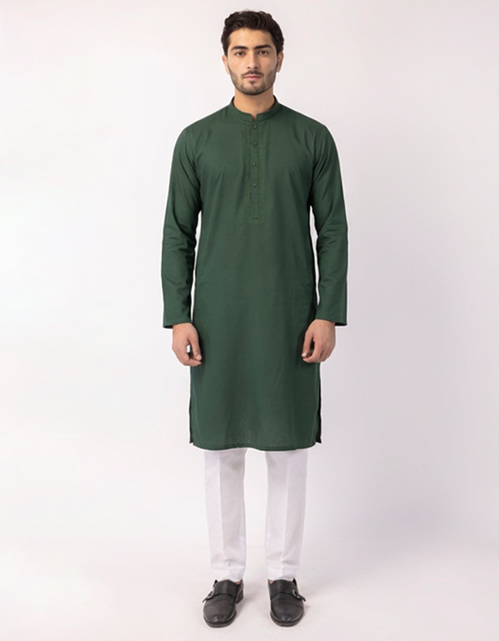 Blended Green Kurta - J. Junaid Jamshed