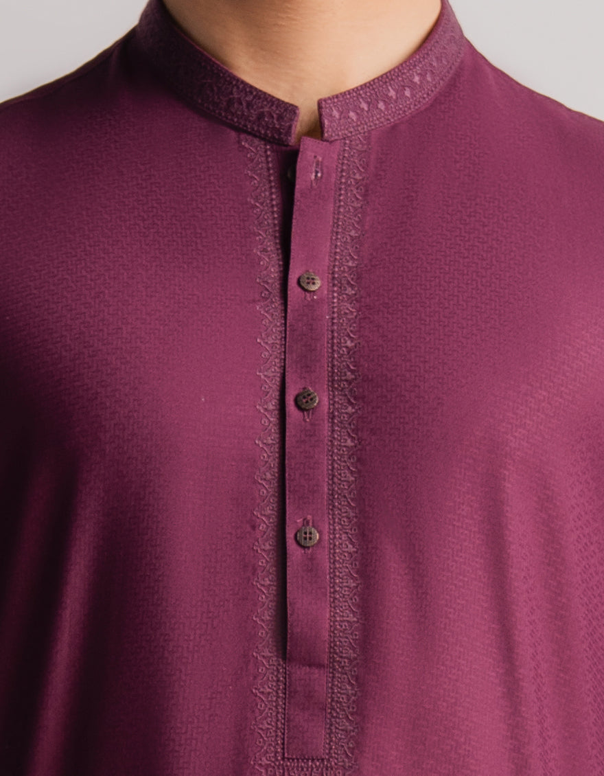 Blended Burgundy Kurta - J. Junaid Jamshed