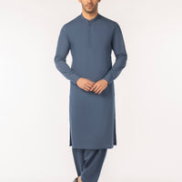 Blended Blue Unstitched Suit - J. Junaid Jamshed