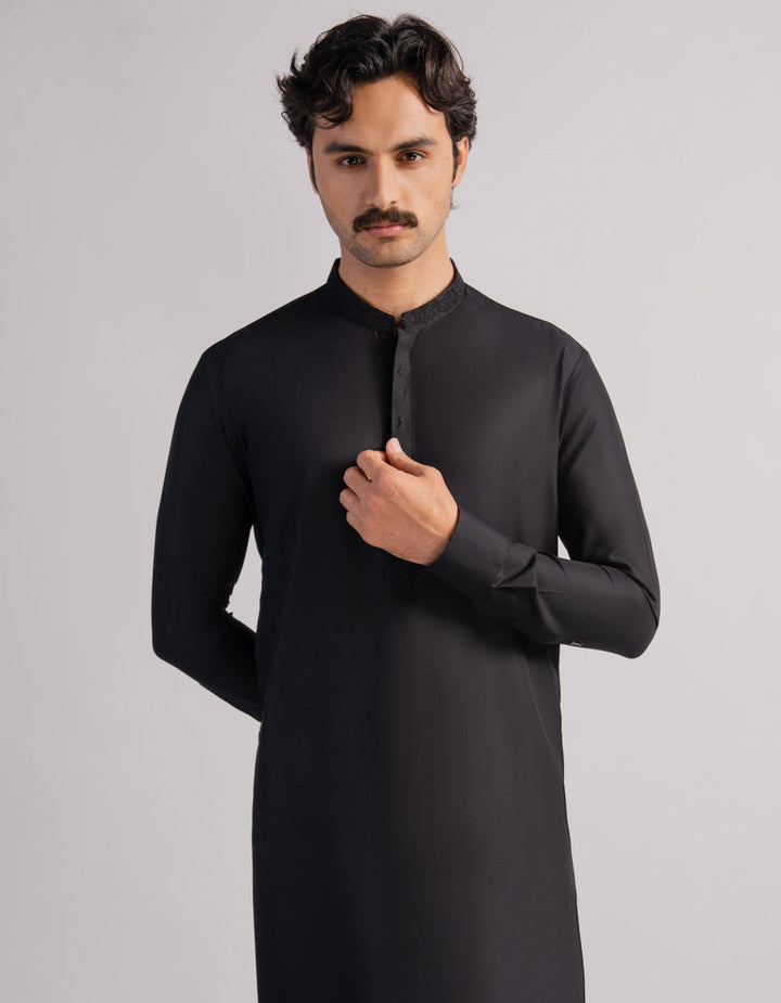 Blended Black Shalwar Kameez - J. Junaid Jamshed