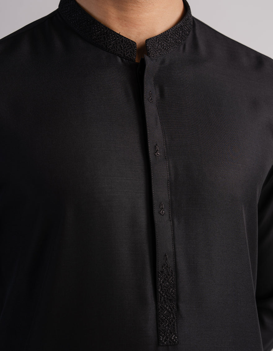 Blended Black Shalwar Kameez - J. Junaid Jamshed