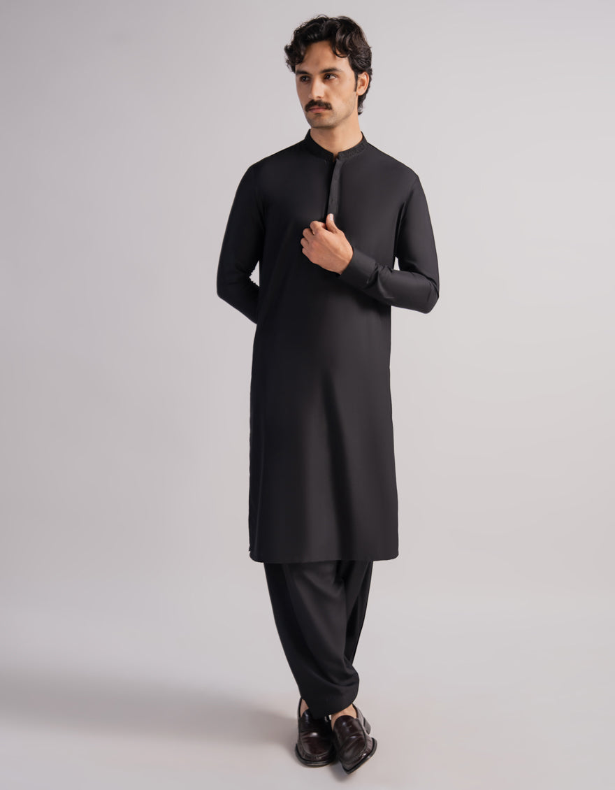 Blended Black Shalwar Kameez - J. Junaid Jamshed