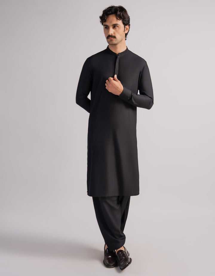 Blended Black Shalwar Kameez - J. Junaid Jamshed