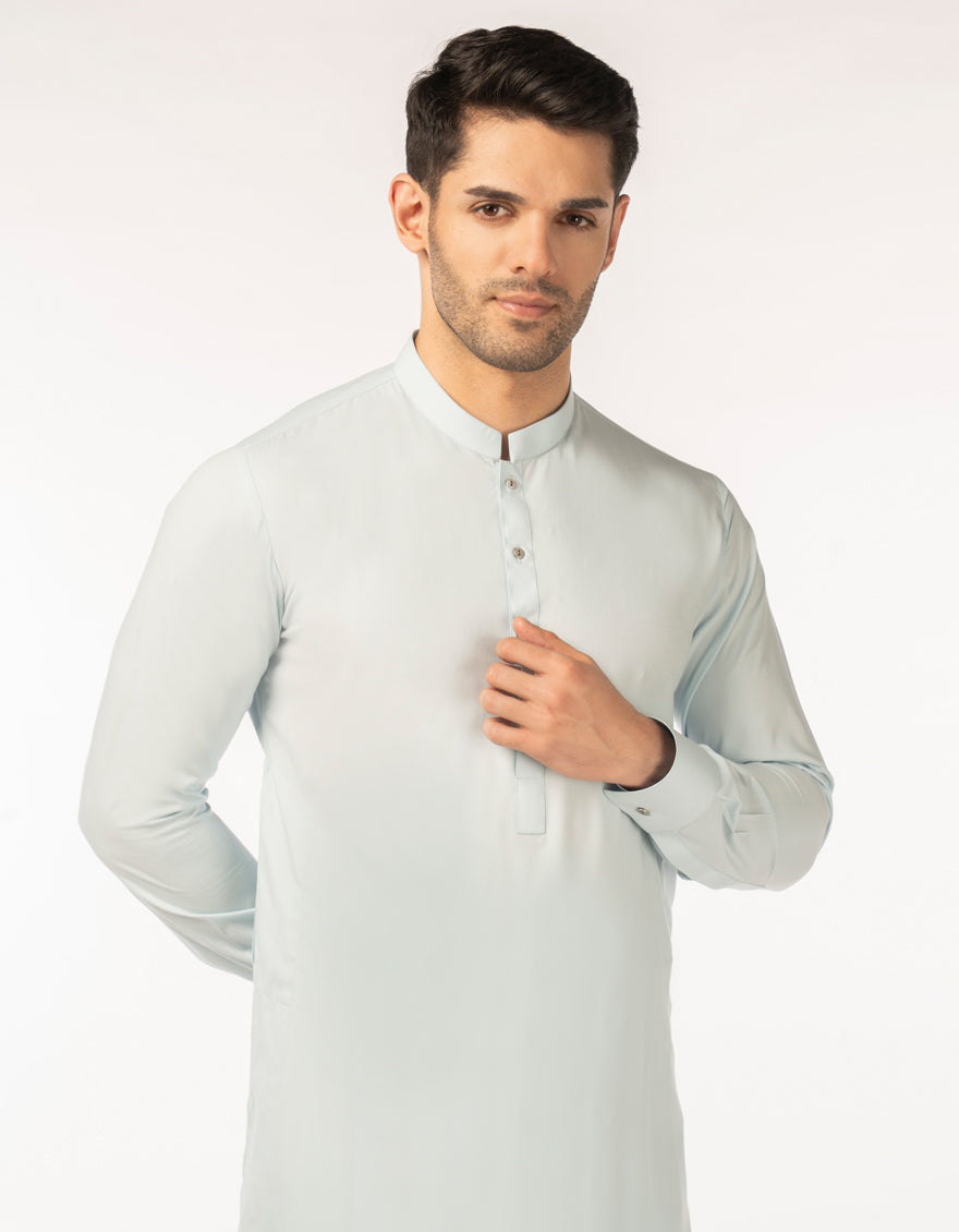 Blended Blue Unstitched Suit - J. Junaid Jamshed