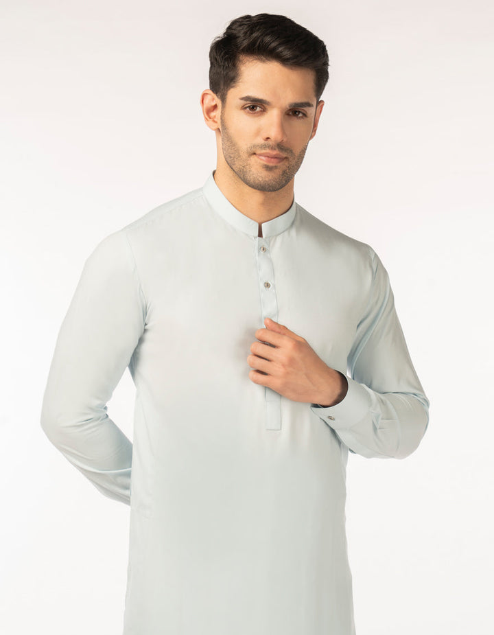 Blended Blue Unstitched Suit - J. Junaid Jamshed