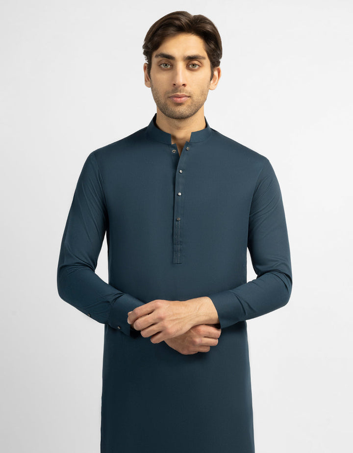 Blended Deep Green Kurta Trouser - J. Junaid Jamshed
