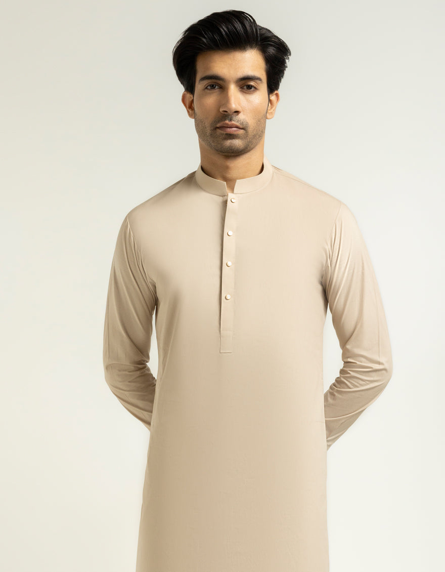 Cotton Light Brown Kurta Trouser - J. Junaid Jamshed