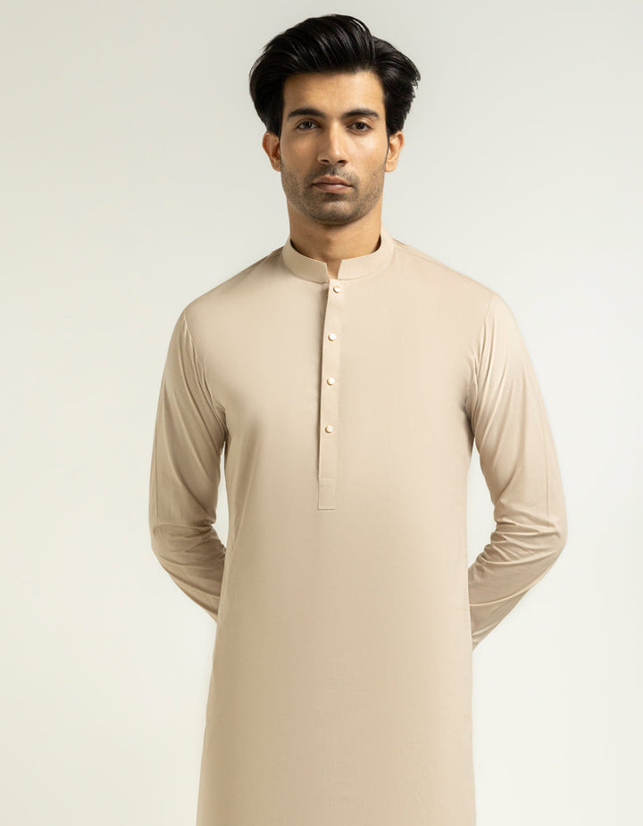 Cotton Light Brown Kurta Trouser - J. Junaid Jamshed
