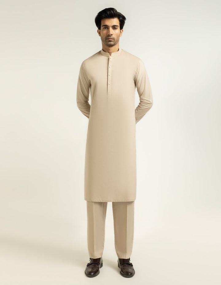 Cotton Light Brown Kurta Trouser - J. Junaid Jamshed
