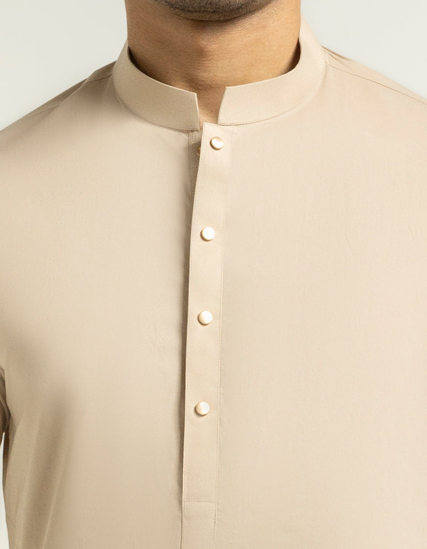 Cotton Light Brown Kurta Trouser - J. Junaid Jamshed