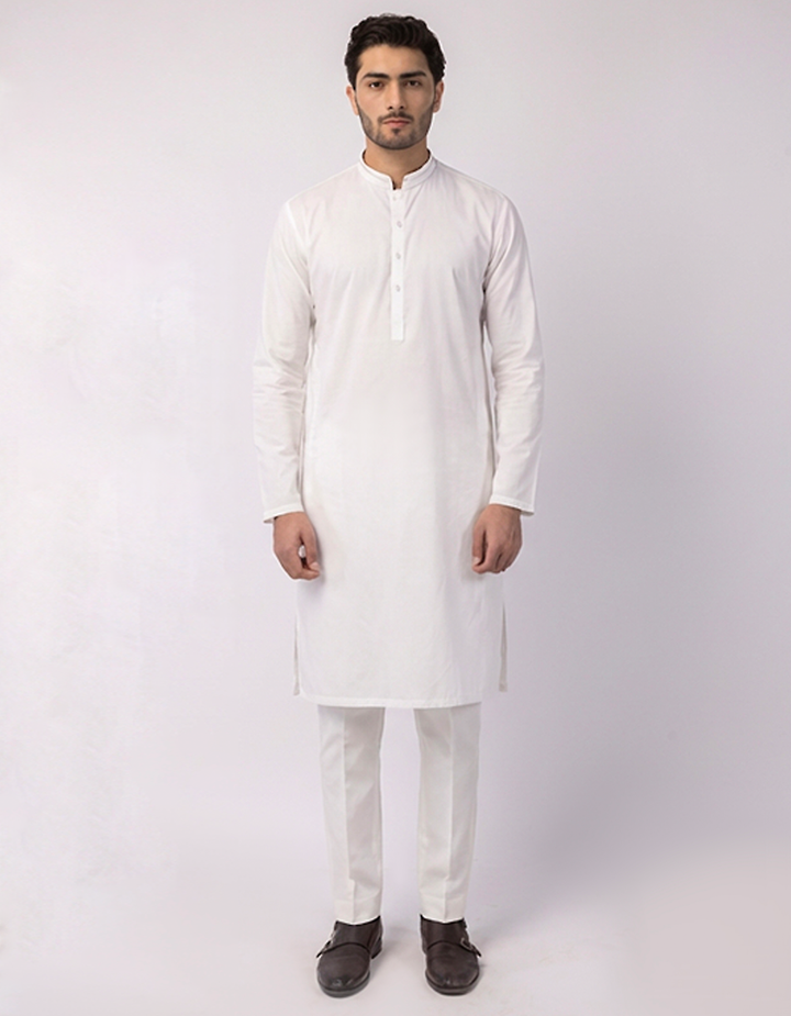 Cotton White Kurta - J. Junaid Jamshed