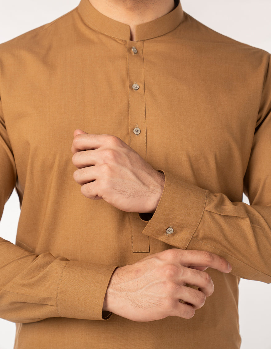 Blended Brown Unstitched Suit - J. Junaid Jamshed