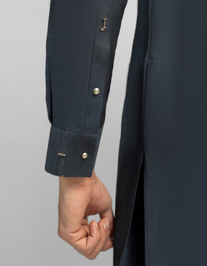 Cotton Denim Blue Shalwar Kameez - J. Junaid Jamshed