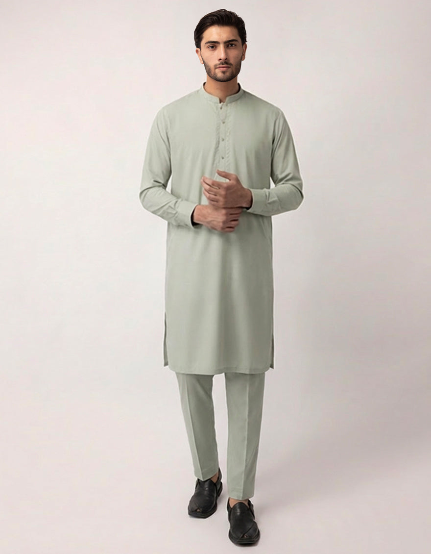 Blended Mint Kurta Trouser - J. Junaid Jamshed