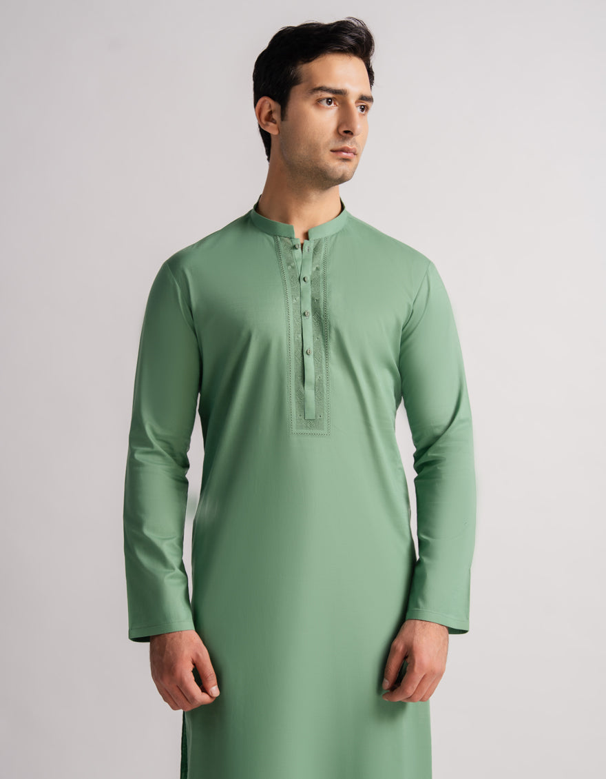 Cotton Green Kurta Trouser - J. Junaid Jamshed