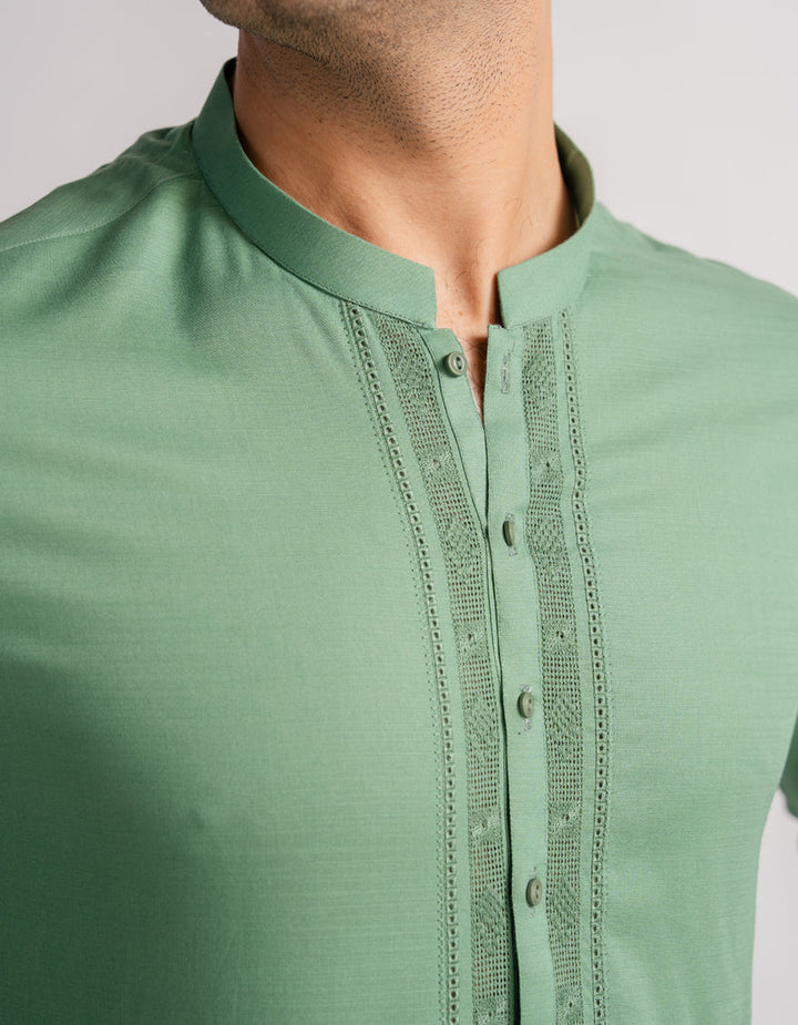 Cotton Green Kurta Trouser - J. Junaid Jamshed