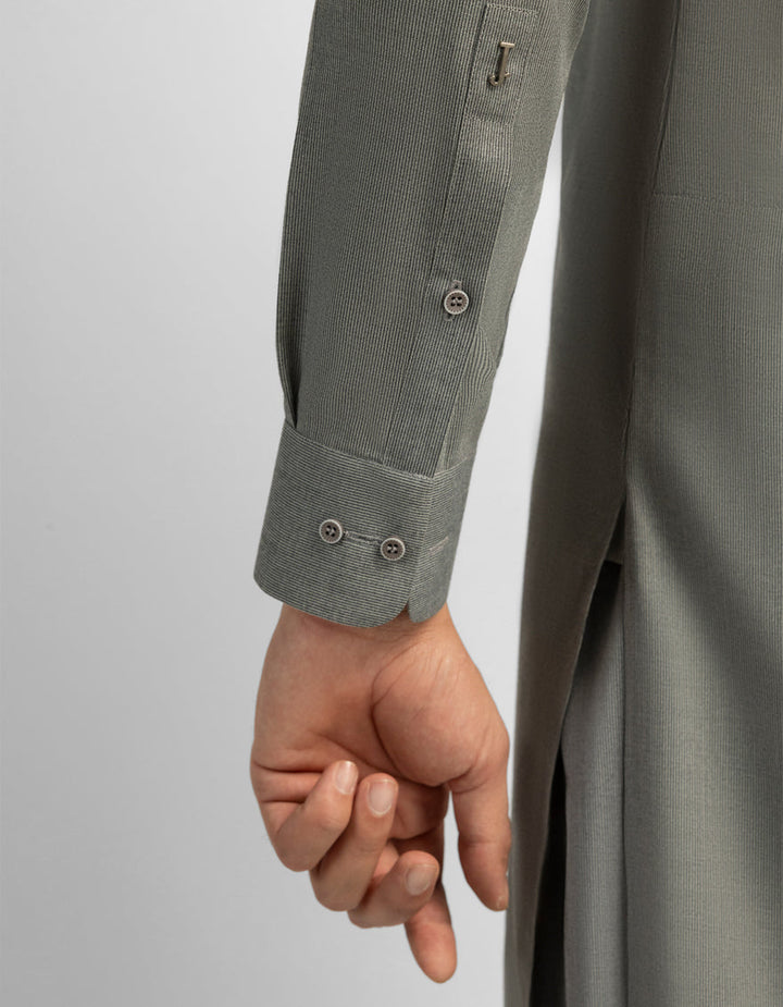 Blended Ash Grey Kurta Trouser - J. Junaid Jamshed