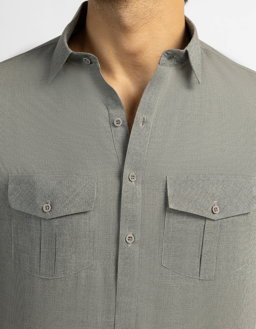 Blended Ash Grey Kurta Trouser - J. Junaid Jamshed