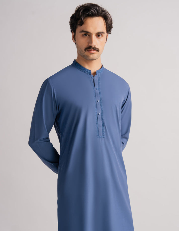 Blended Blue Shalwar Kameez - J. Junaid Jamshed