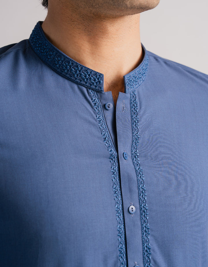 Blended Blue Shalwar Kameez - J. Junaid Jamshed