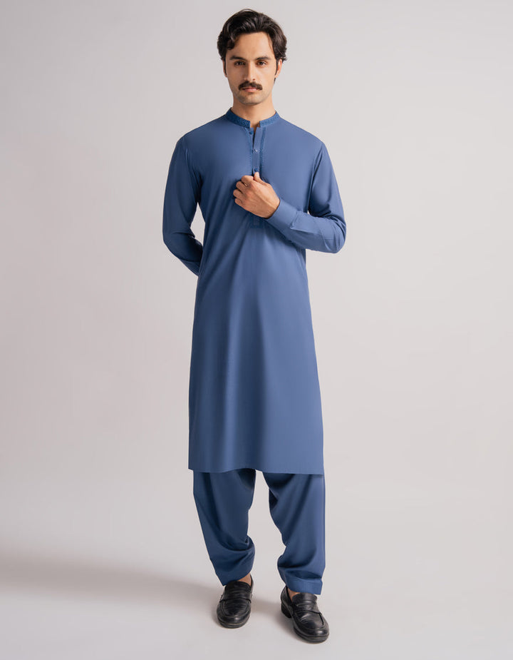 Blended Blue Shalwar Kameez - J. Junaid Jamshed