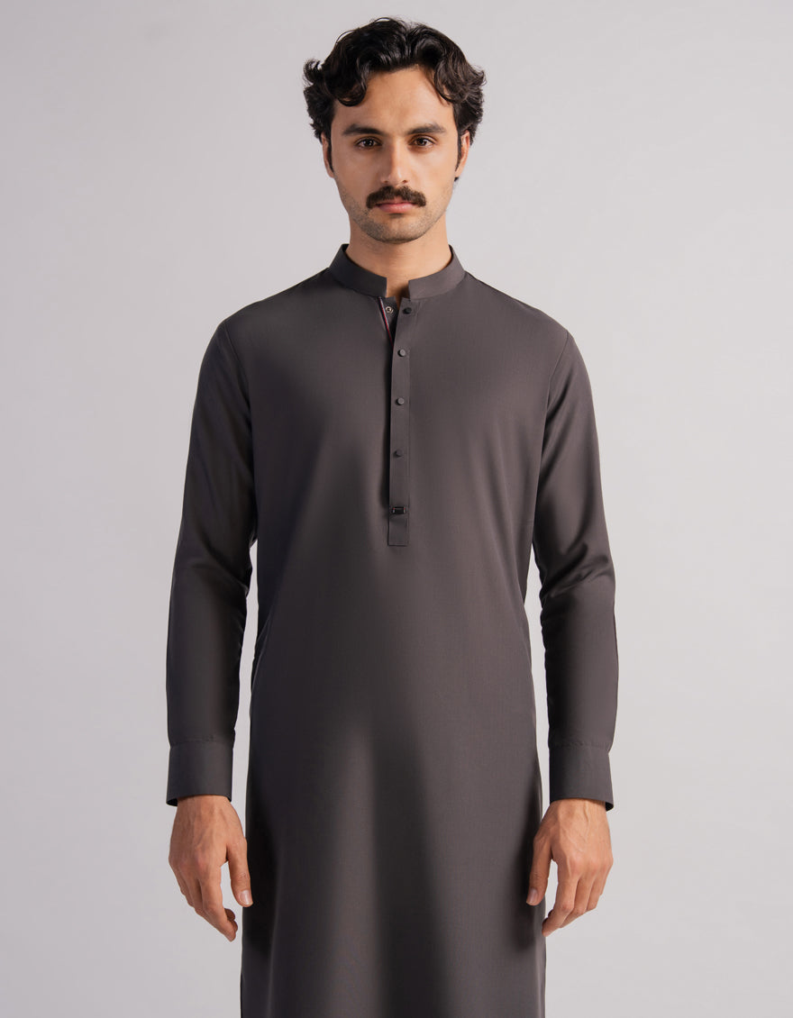 Polyester Deep Grey Kurta Trouser - J. Junaid Jamshed