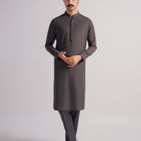 Polyester Deep Grey Kurta Trouser - J. Junaid Jamshed