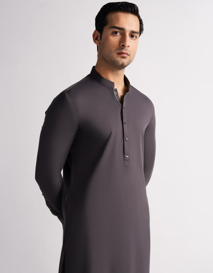 Blended Deep Grey Kurta Trouser - J. Junaid Jamshed