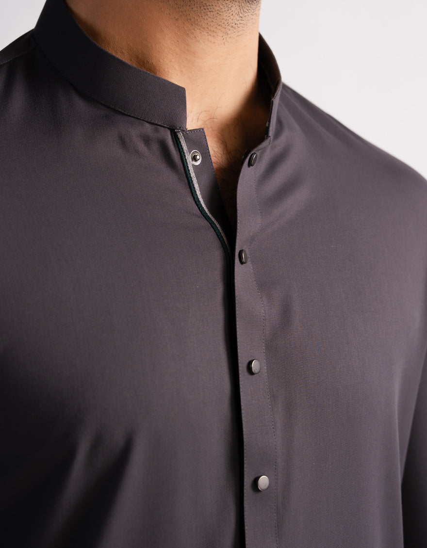 Blended Deep Grey Kurta Trouser - J. Junaid Jamshed